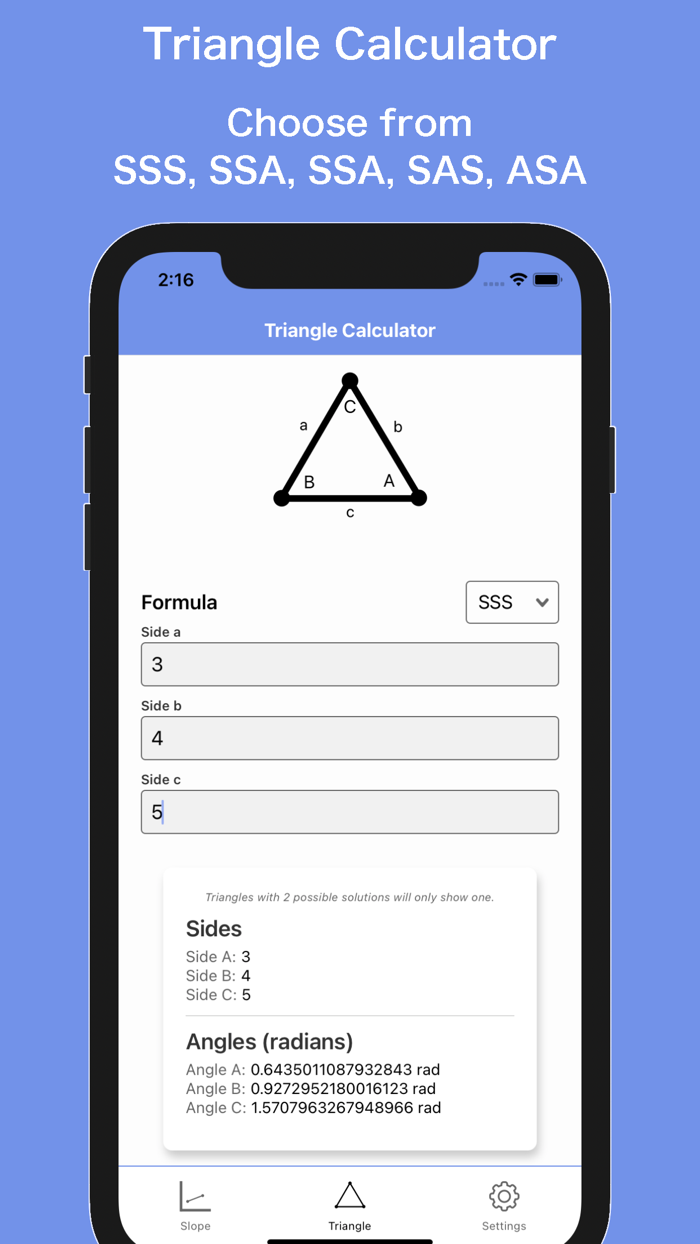 Triangle and Slope Calculator