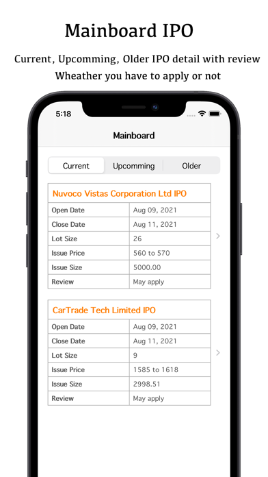 IPO Update Screenshot