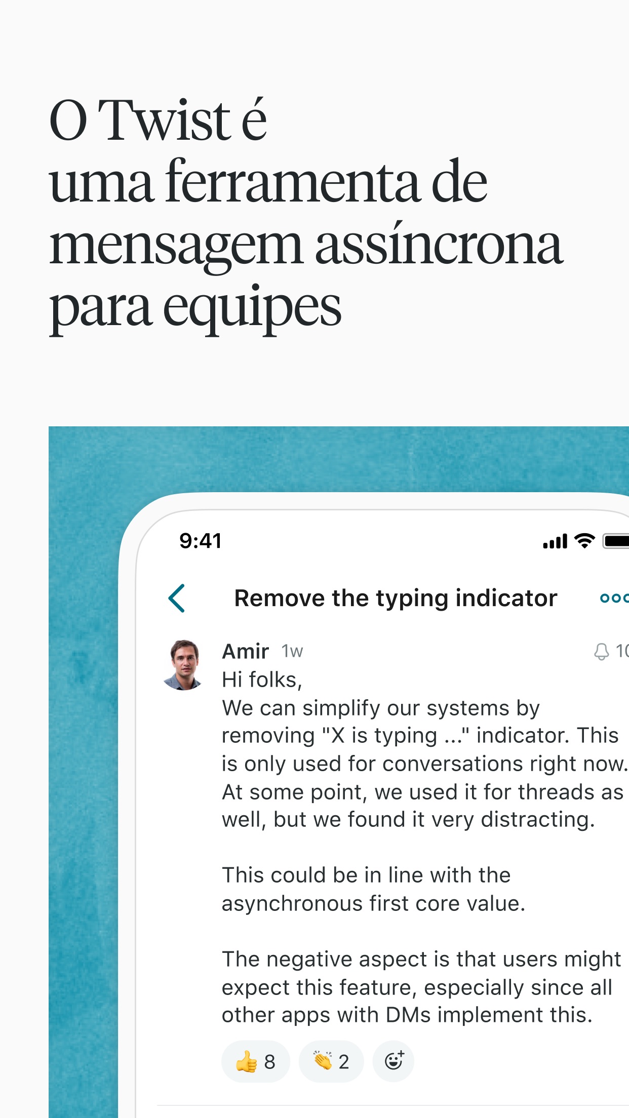 Screenshot do app Twist: mensagens organizadas