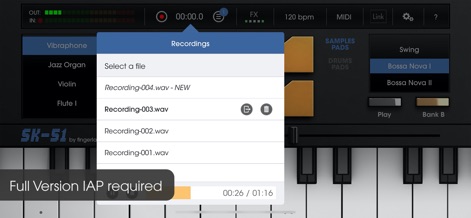 SK-51 - Capturez vos créations musicales instantanément grâce à la fonction d'enregistrement en direct et gérez aisément vos fichiers enregistrés pour une post-production simplifiée.