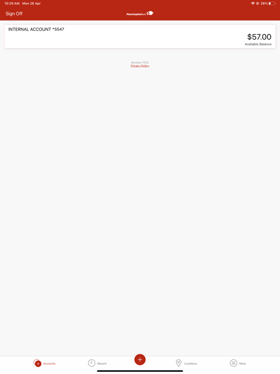 PlainsCapital Mobile Banking iPad screenshot 2 - Finance app
