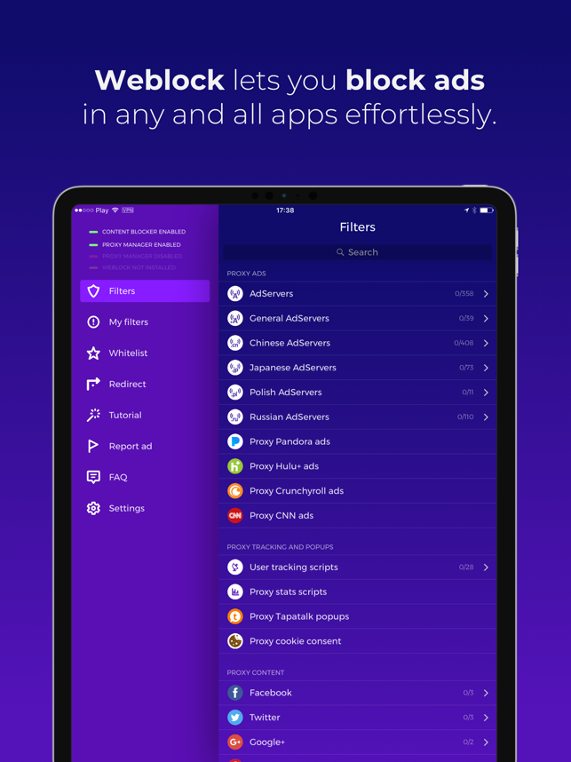 ‎Weblock: adblock & proxy Screenshot