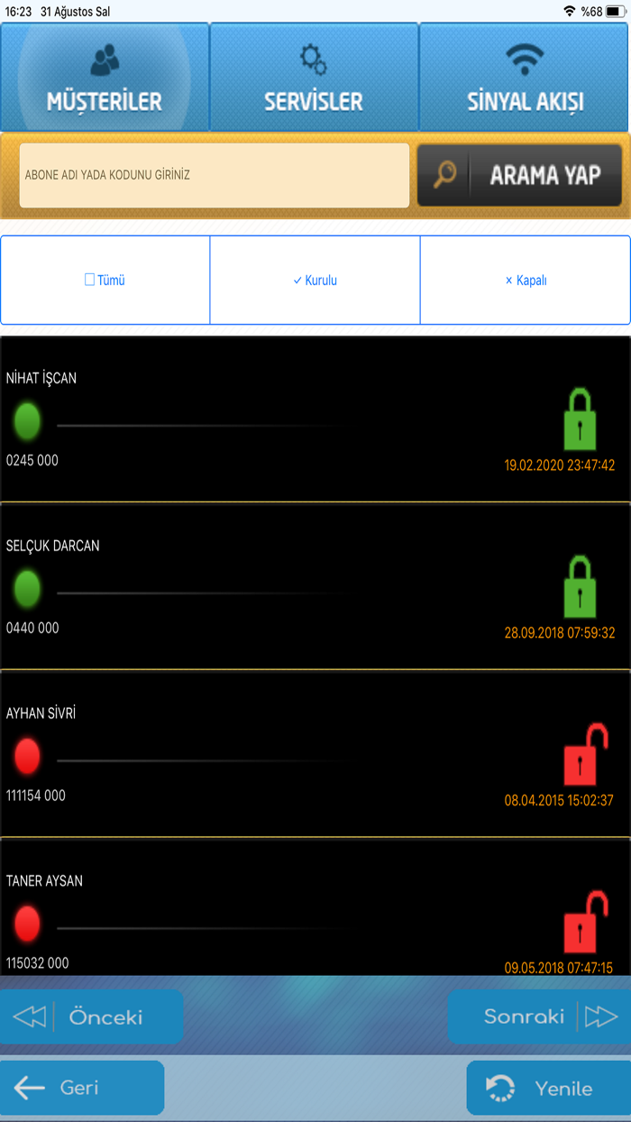 Aykan Alarm Sinyal Takibi