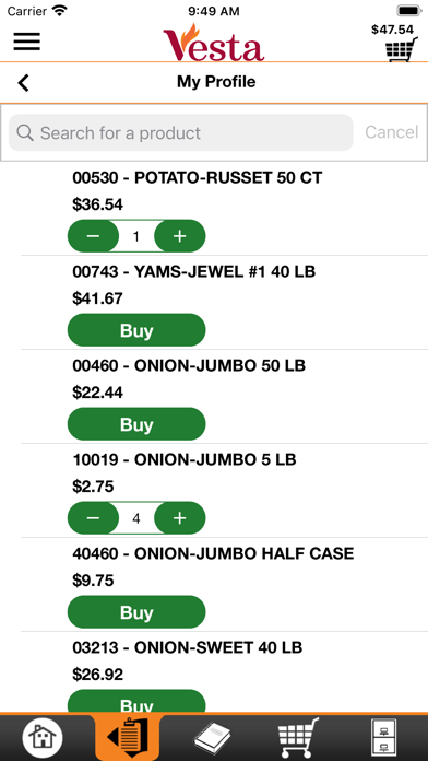 Vesta Foodservice Checkout Screenshot