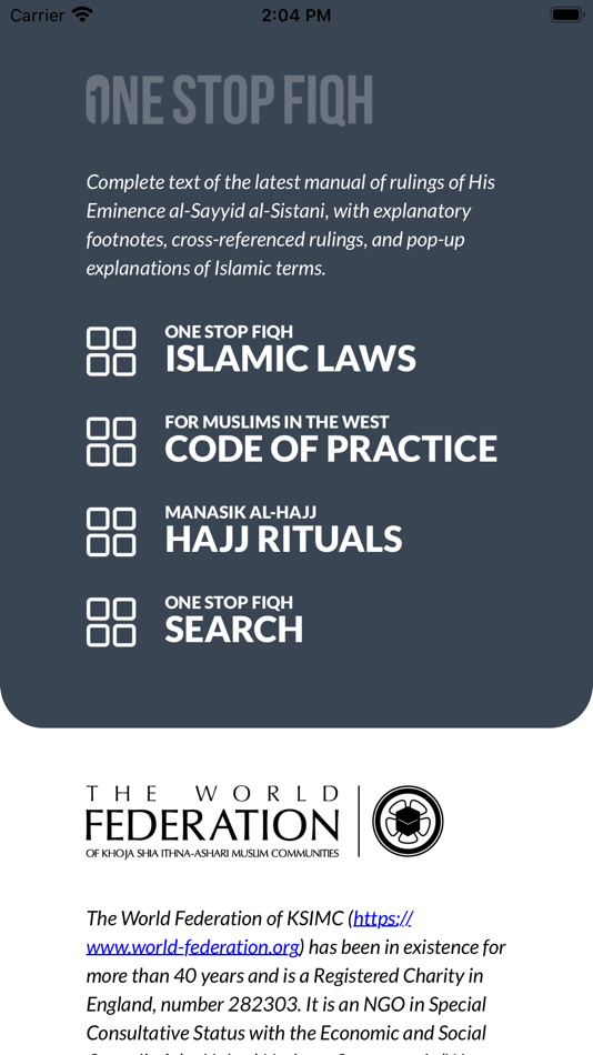 #1. One Stop Fiqh (iOS) Podle: The World Federation of KSIMC