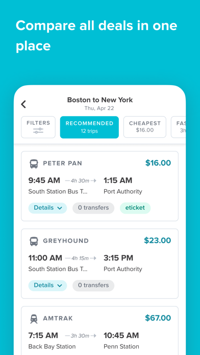 Wanderu: Bus & Train Tickets Screenshot