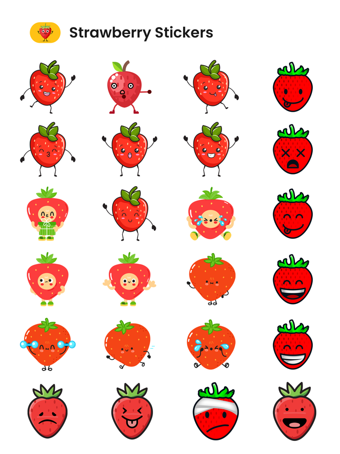 Kawaii Strawberry Emojis