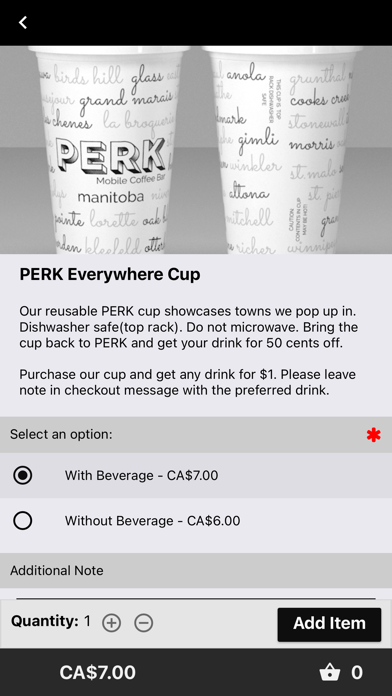 PERK Mobile Coffee Bar Screenshot