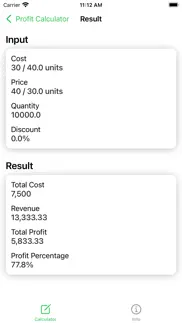 profit calculator, revenue iphone screenshot 2