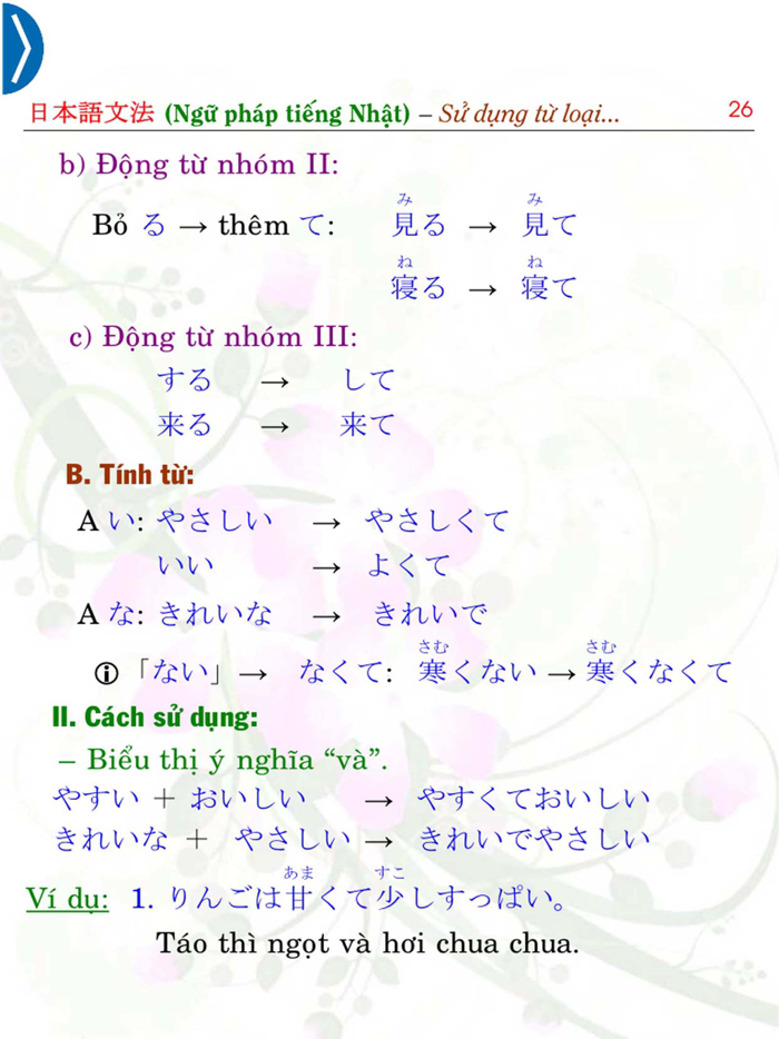 Sử dụng từ loại tiếng Nhật