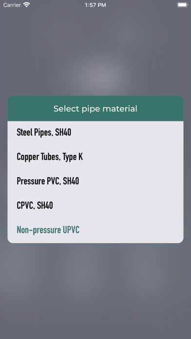 Pipe Sizer - Pressure/Gravity Screenshot