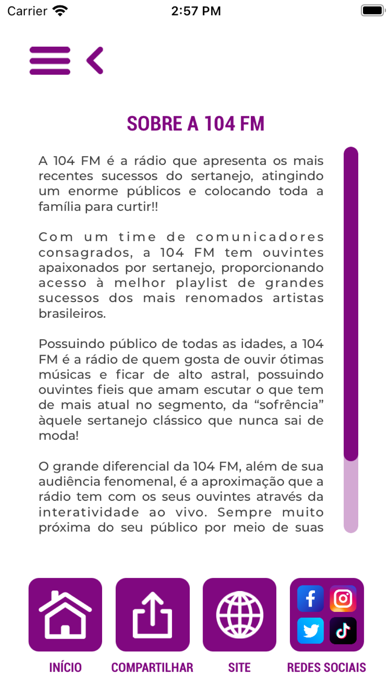 Rádio 104 FM - 104,1 FM Screenshot