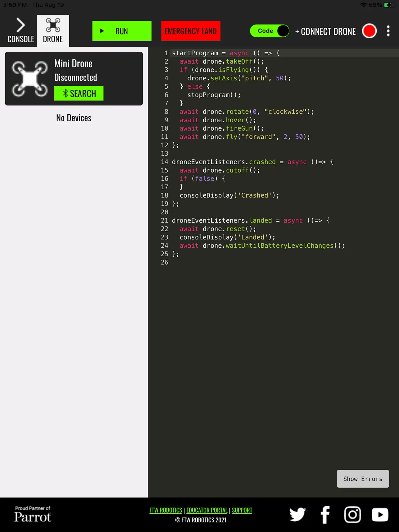 #4. FTW CODE (iOS) Με: FTW ROBOTICS LLC
