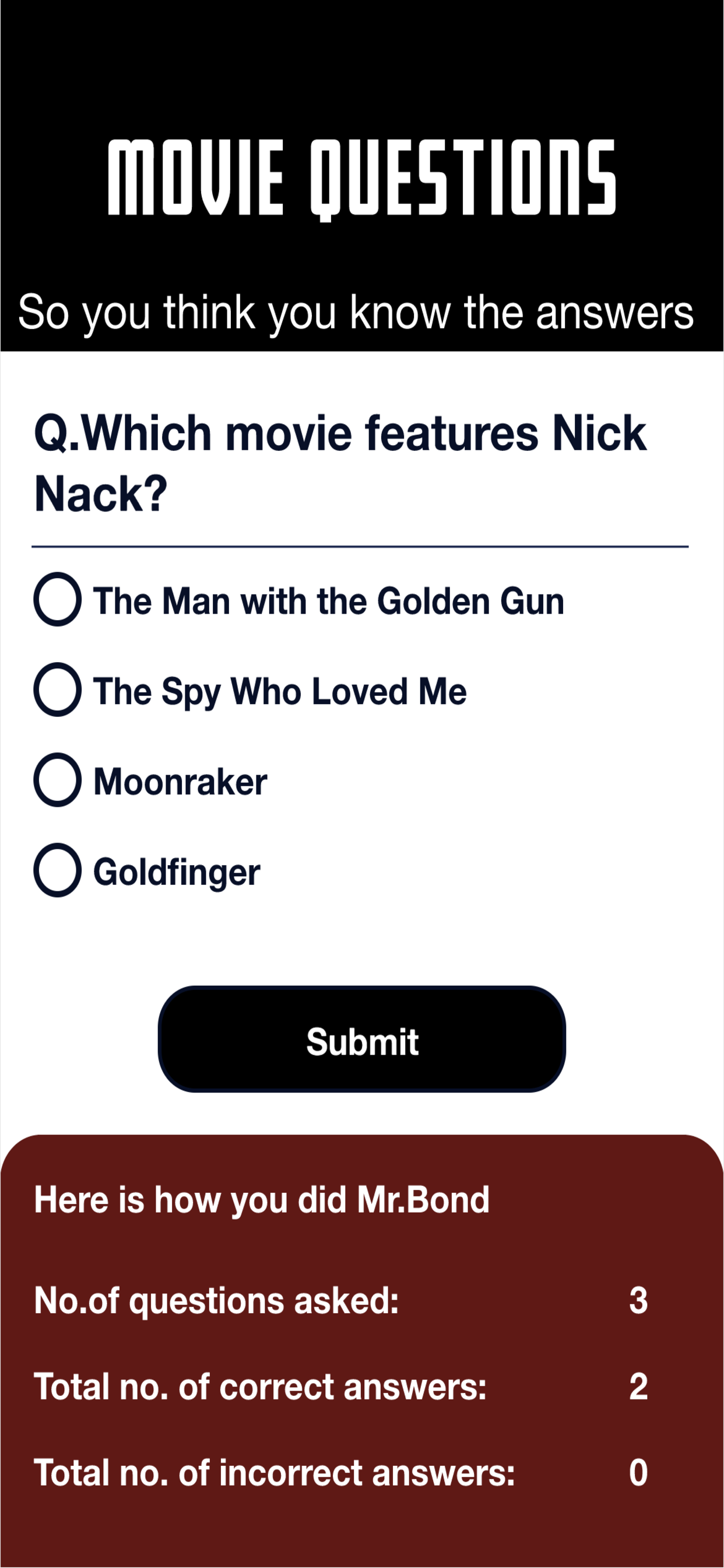 Bond Trivia