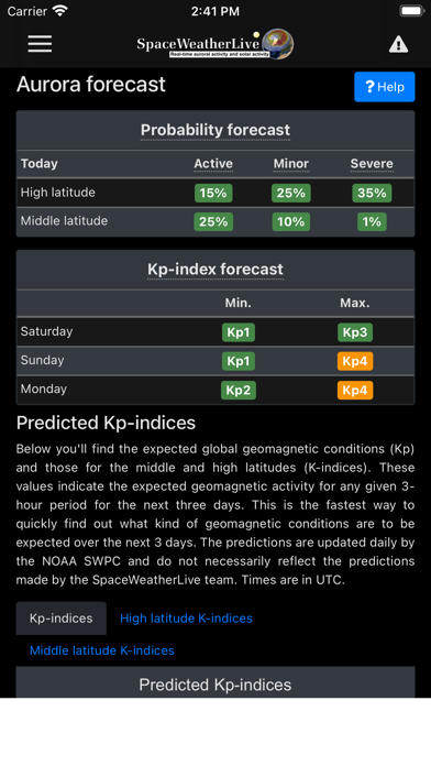 SpaceWeatherLive Screenshot