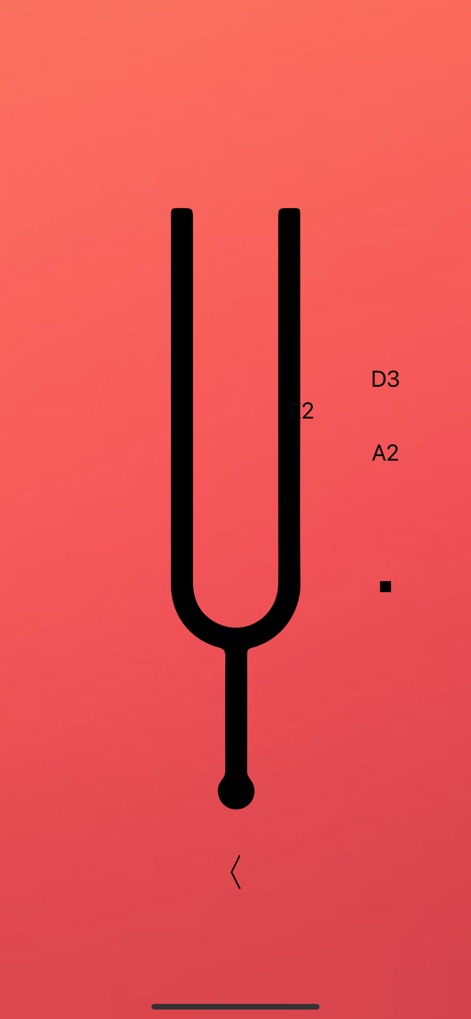 Balalaika Tuner Pro - Este diapasão oferece tonalidades essenciais para o balalaika Baixo, com as notas D3 e A2 apresentadas de forma clara.