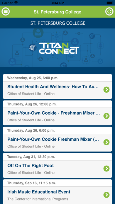 Titan Connect Events Screenshot