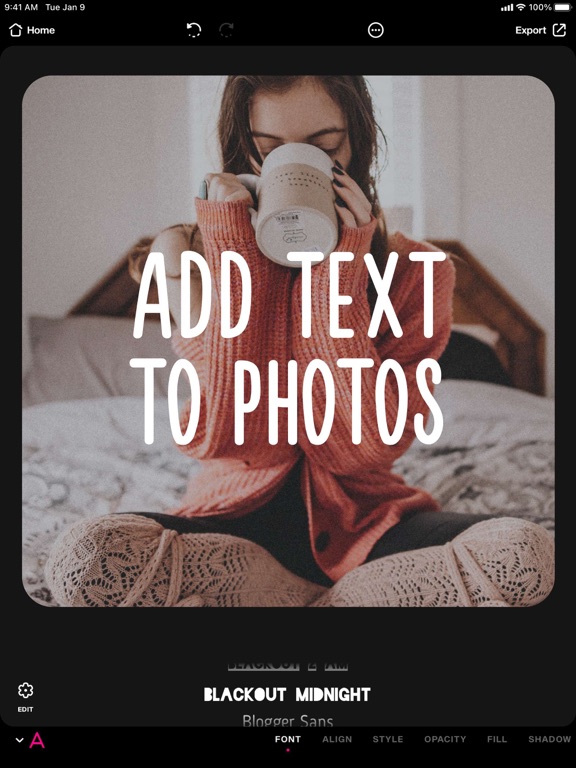 Font Candy Photo & Text Editor iPad screenshot 4 - Graphics & Design app