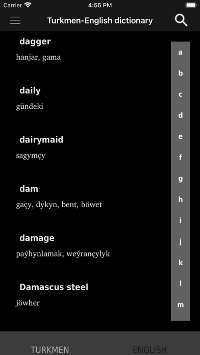Turkmen-English Dictionary Screenshot