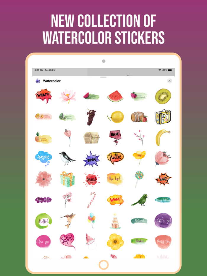 Watercolor Text Stickies