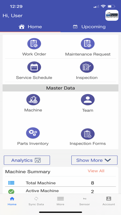iFactory Plant Maintenance app Screenshot