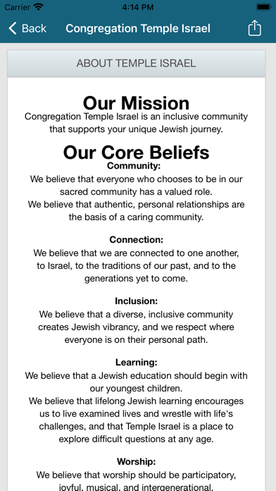 Congregation Temple Israel Screenshot