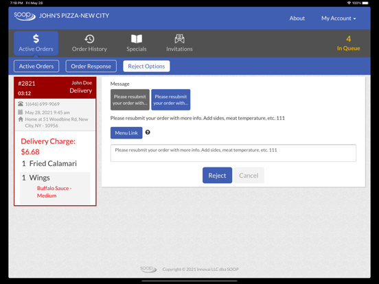 SOOP online ordering system iPad screenshot 4 - Business app