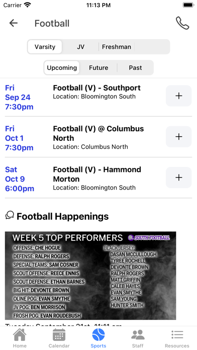 Bloomington South Athletics Screenshot