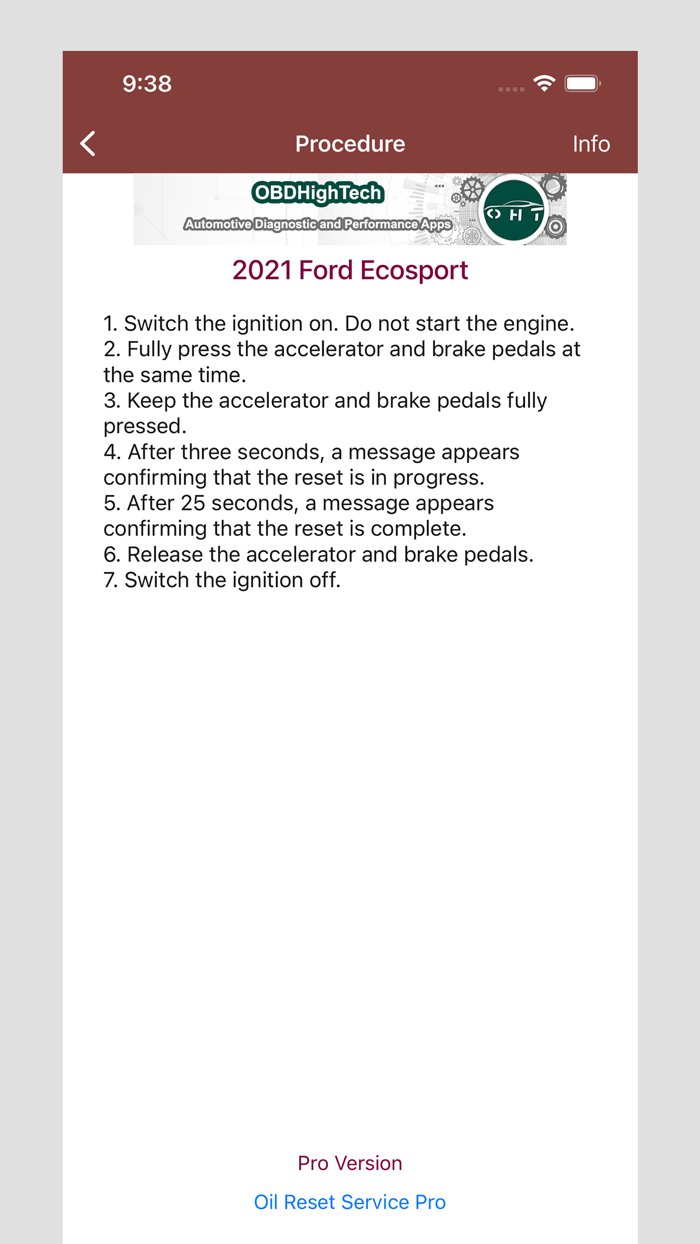 Reset Oil Service Lite