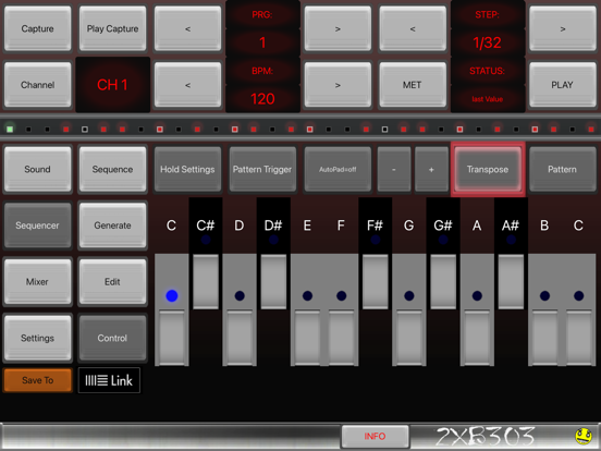 2XB303 Bass Sequencer EDM-303 iPad app afbeelding 1