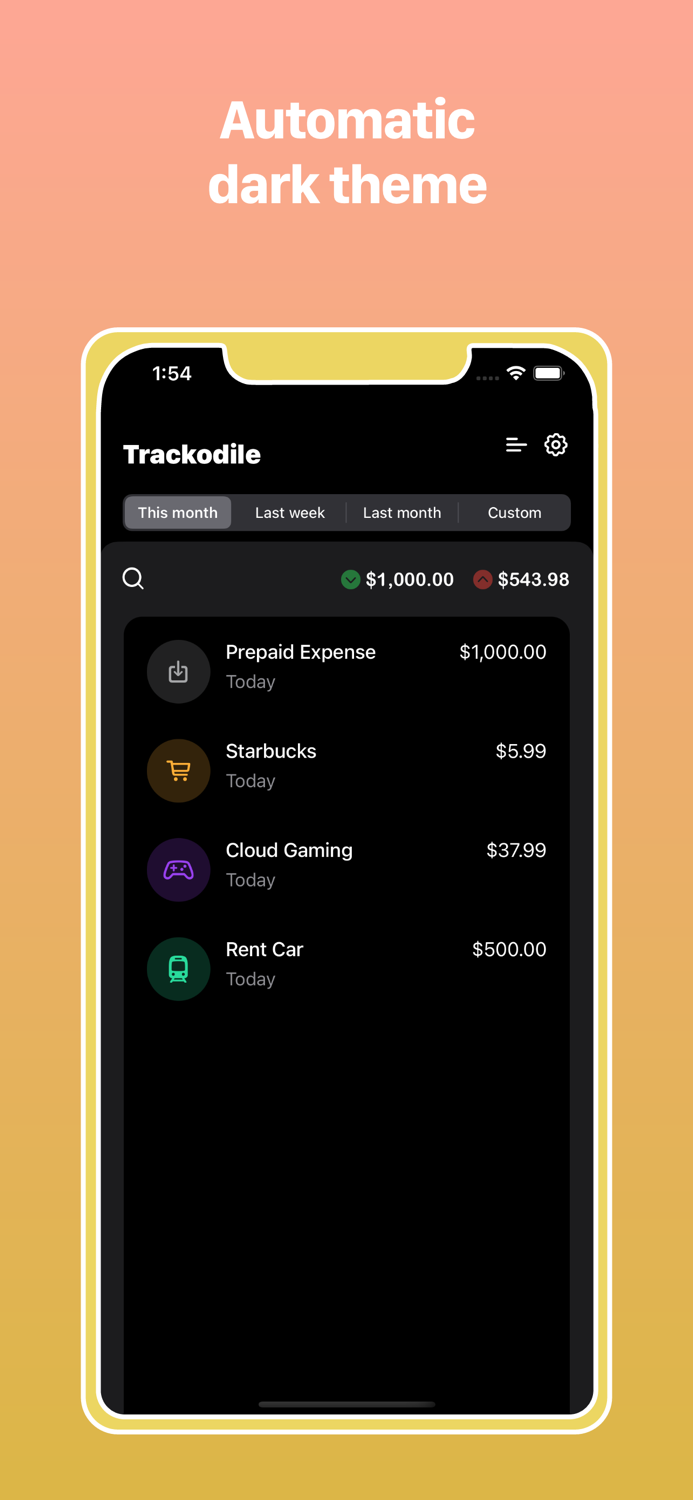 Trackodile - incomes expenses