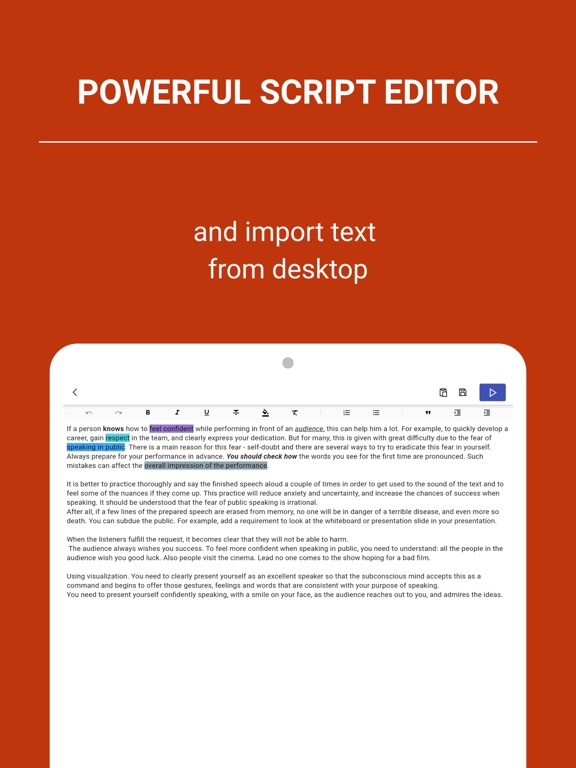 Teleprompter Teletoto iPad screenshot 4 - Photo & Video app
