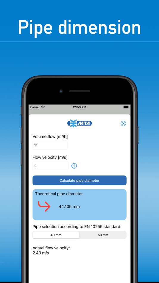 #4. Size the pipe - by MTA (iOS) Podle: MTA Deutschland GmbH