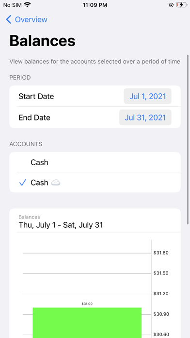 Cashflow Calendar Screenshot