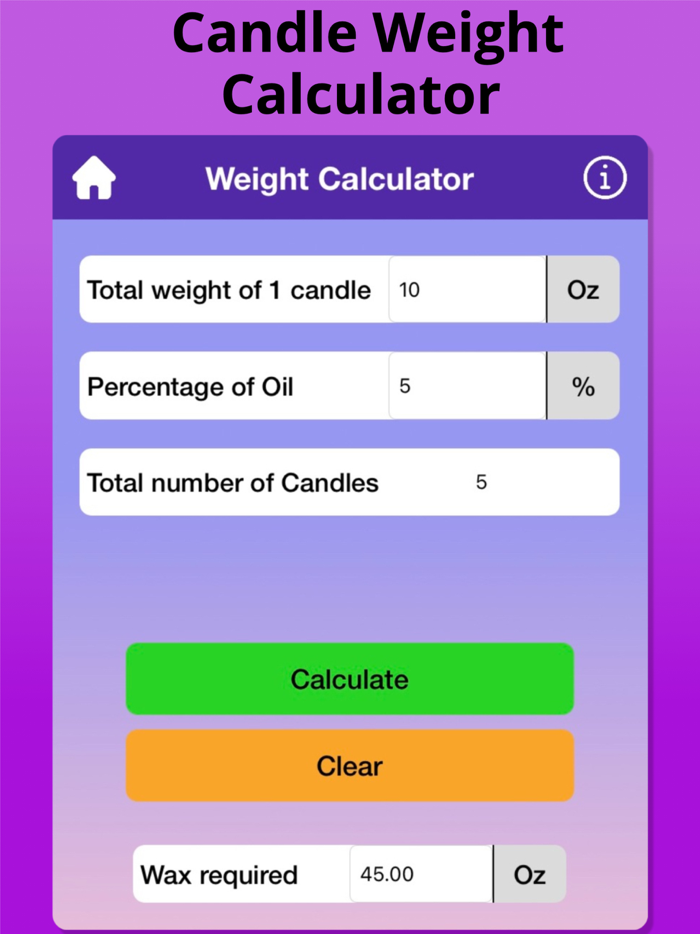 Candle Calculator CostWeight