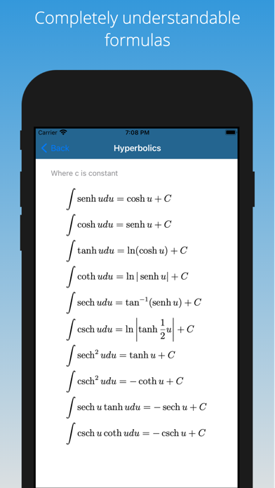 Derivatives Integrals Formulas screenshot