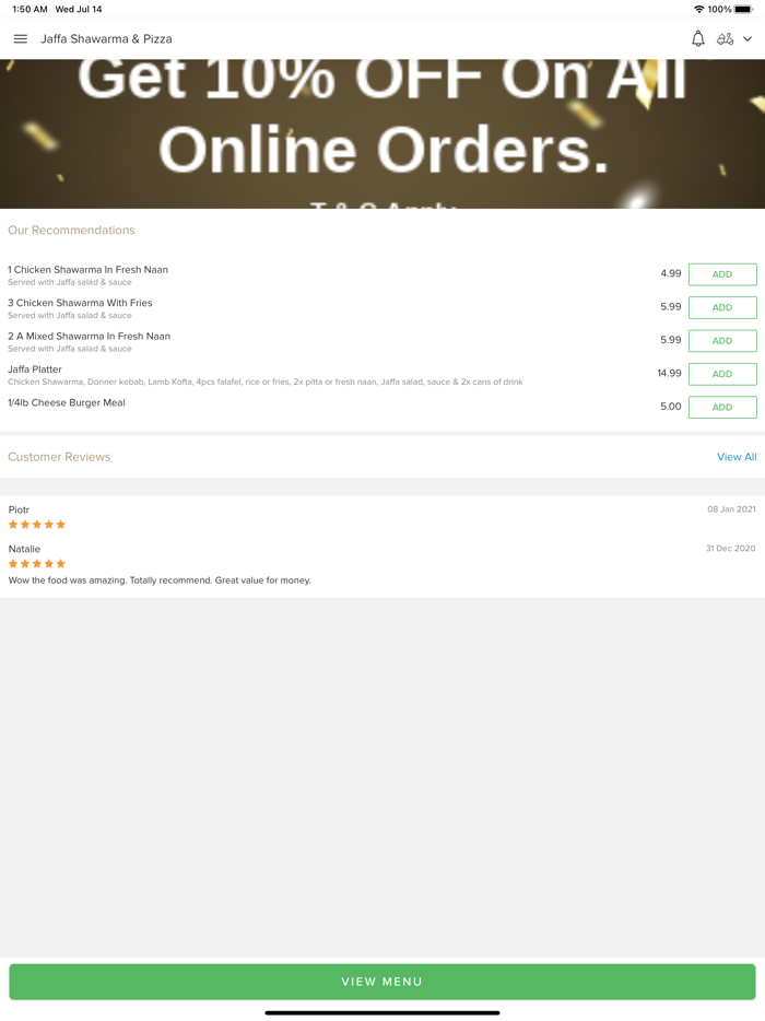 Jaffa Shawarma and Pizza