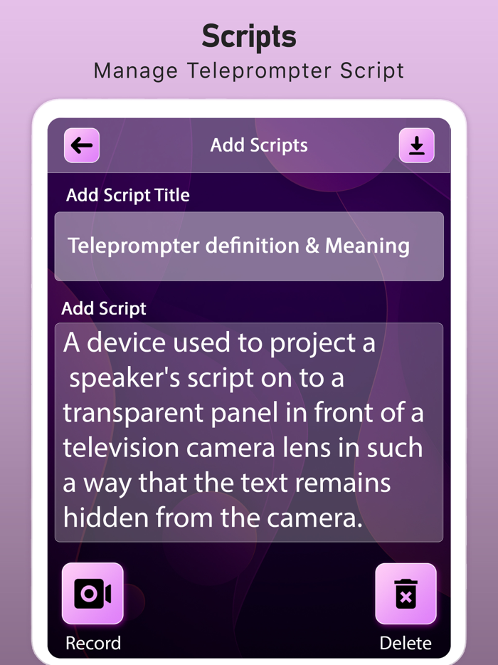 Teleprompter for Video Script