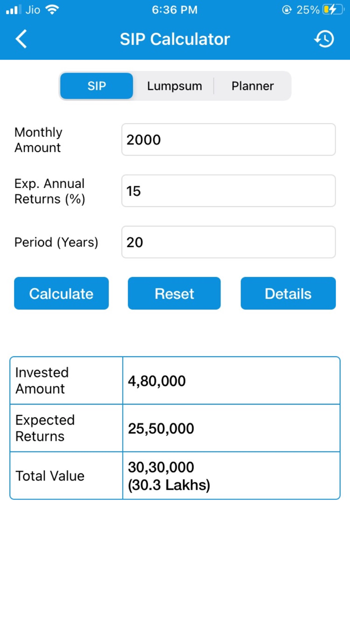 SIP Calculator - Lumpsum