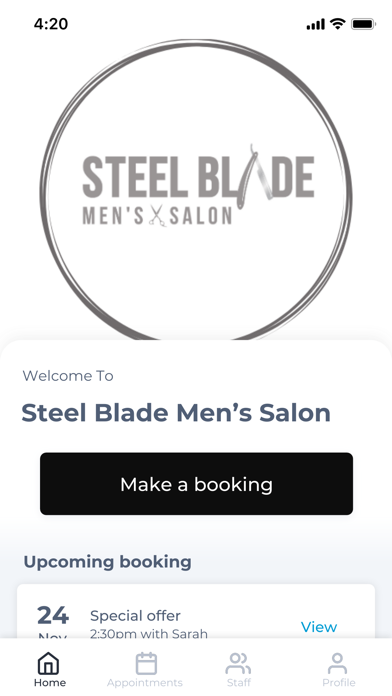 Steel Blade Men’s Salon Screenshot