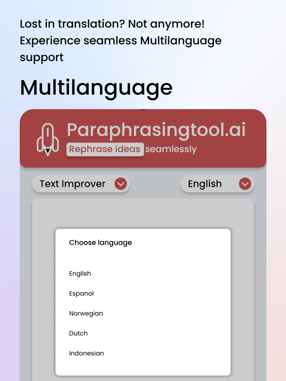 Paraphrasing Tool AI iPad screenshot 3 - Education app