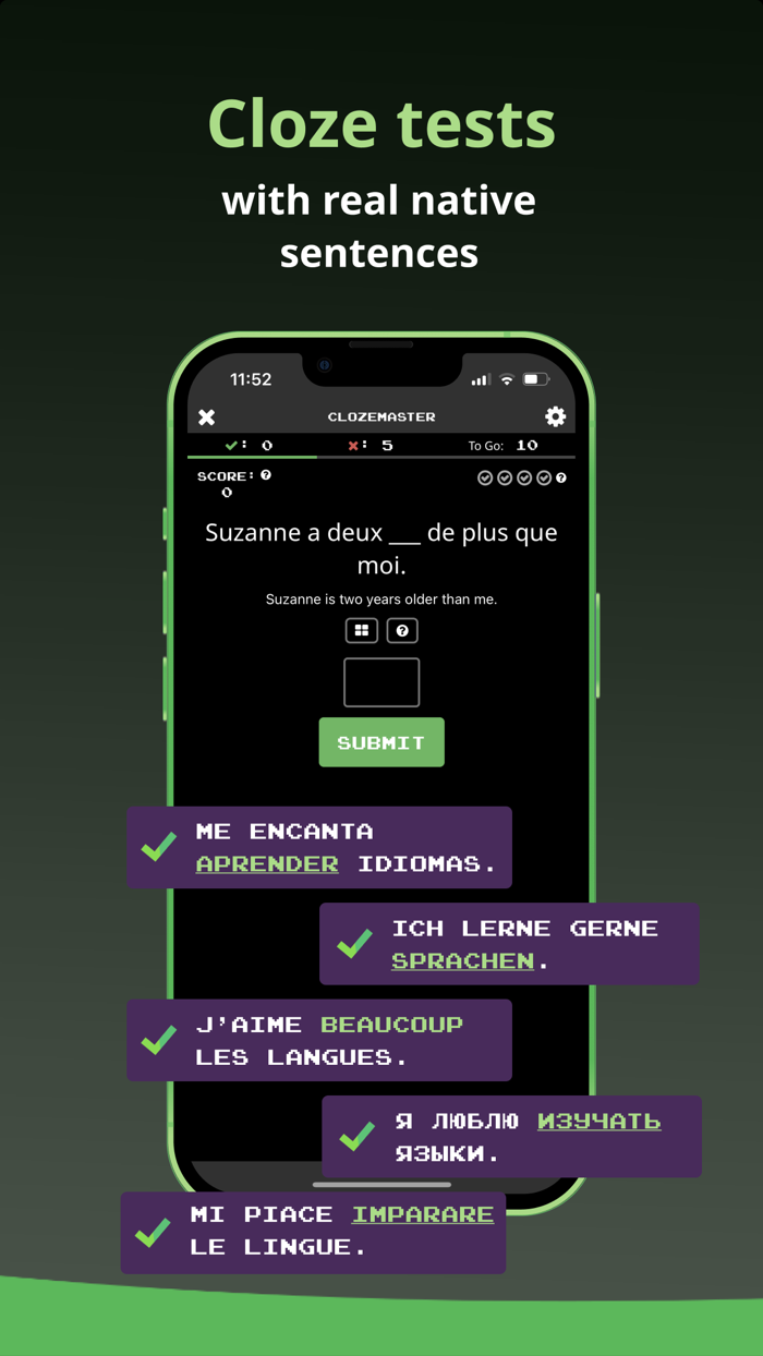 Clozemaster language learning