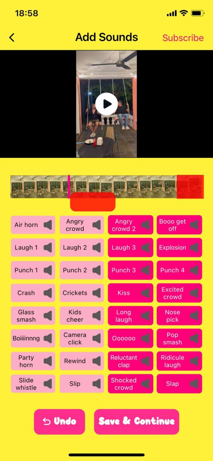 Add laughter and sounds to video