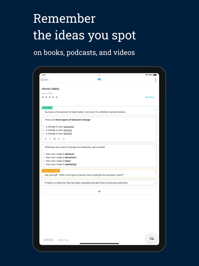 Spottid books, podcasts notes