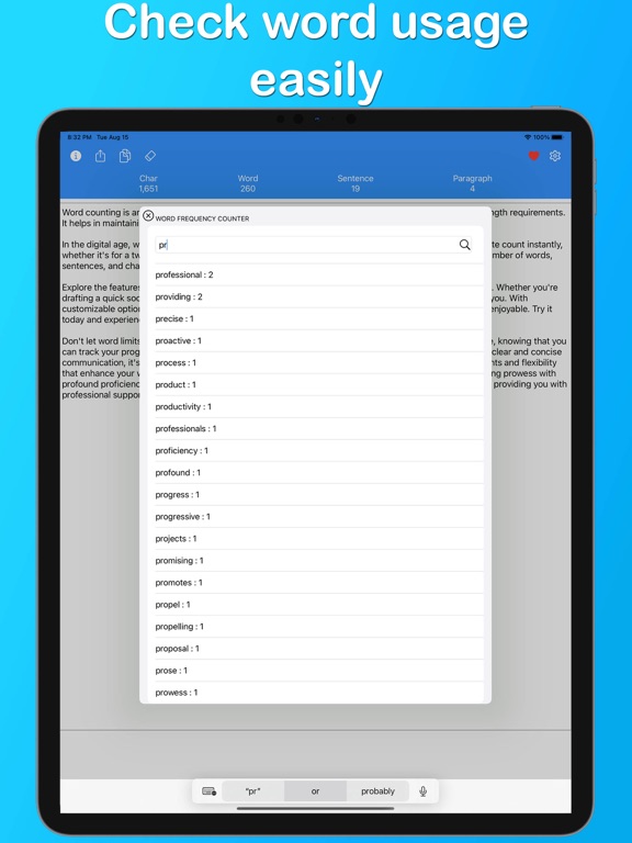 Word Counter - Count Character iPad screenshot 3 - Productivity app