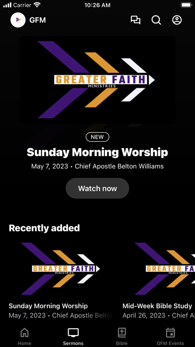 The GFM App Screenshot