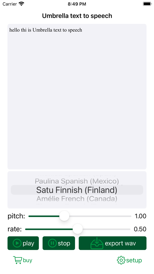 #4. Umbrella text to Speech (iOS) Podle: 溪明 林