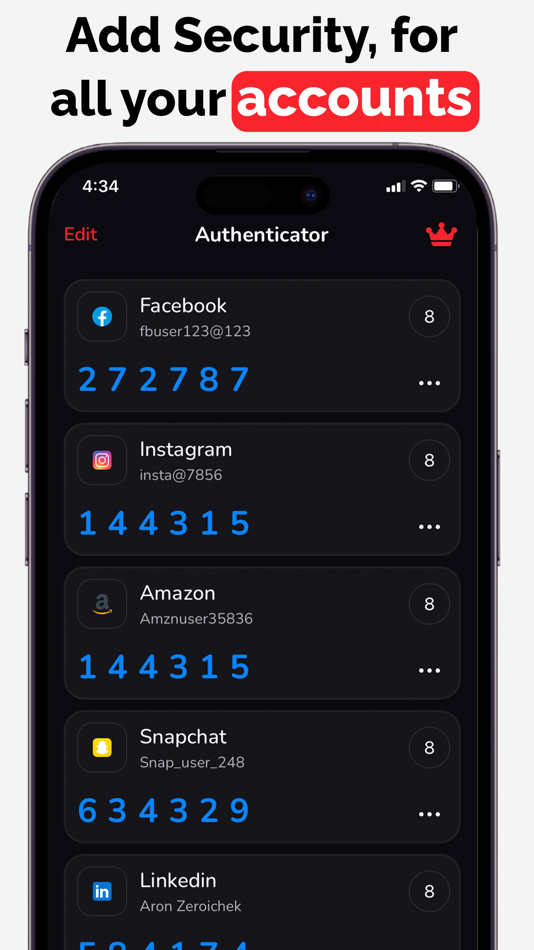 #1. Authenticator App - 2FA, TOTP (iOS) 게시자: Mohit Rudani