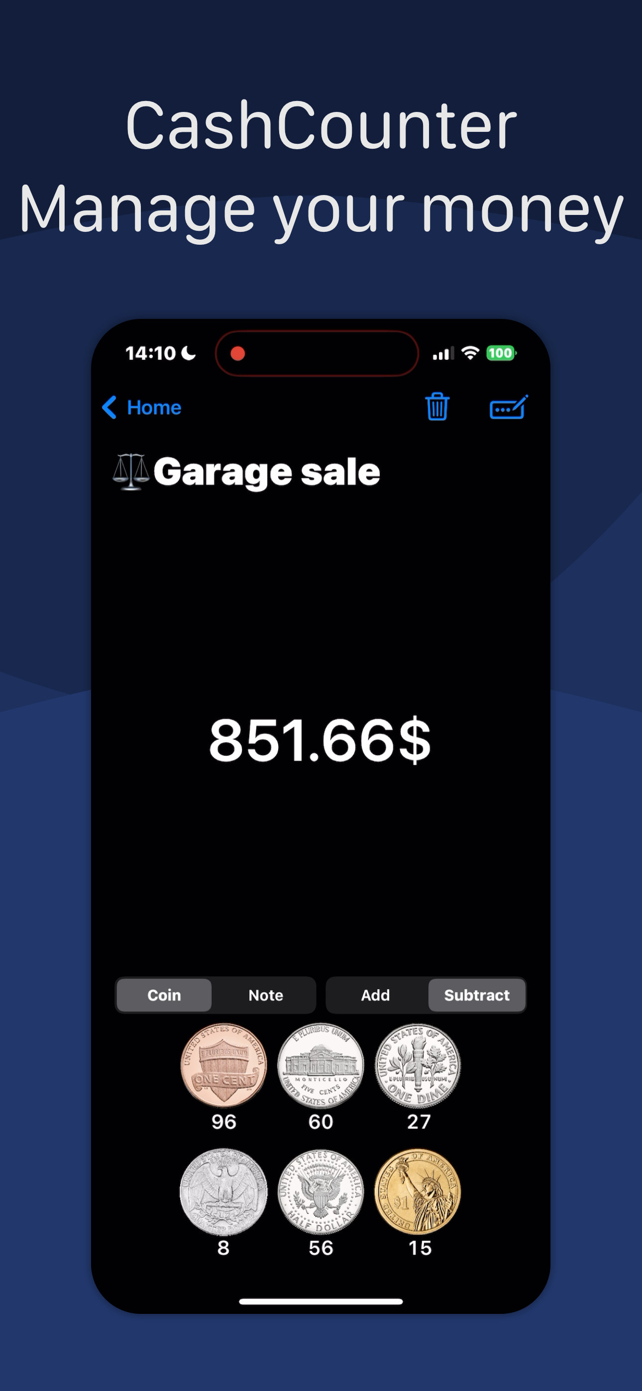 CashCounter: The cash manager