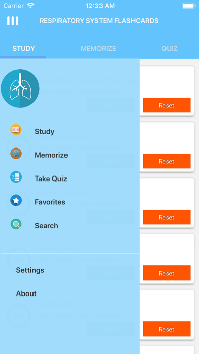 Screenshot #1 pour Respiratory System Study Cards